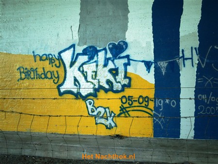 graffiti-felicitatie verjaardag Kiki - Benelux pad Harderwijk